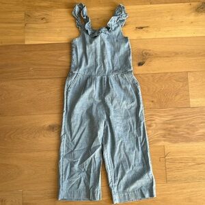 GAP Kids Blue Ruffled Chambray Jumpsuit